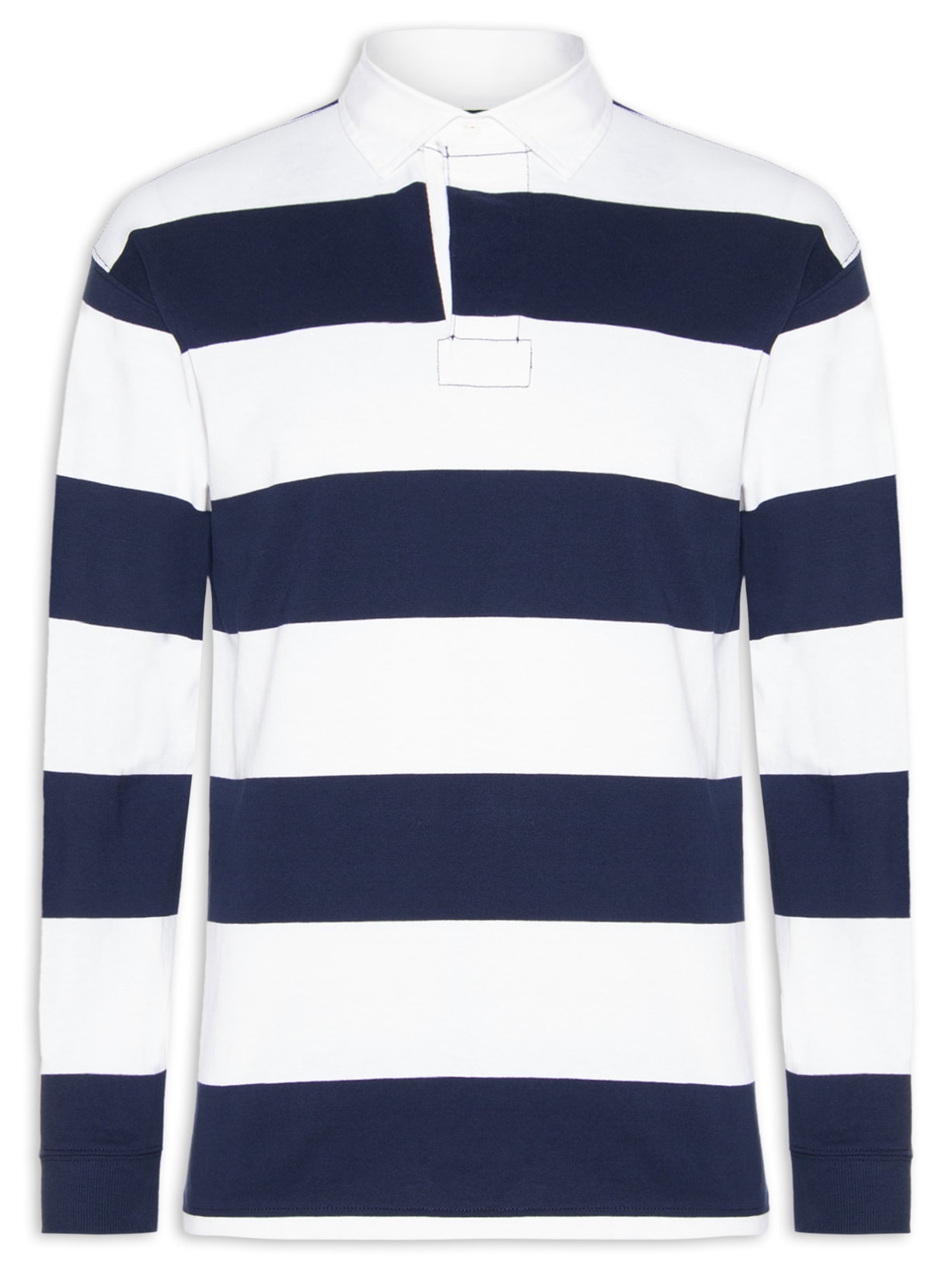 Blusa Masculina Manga Longa Big Fit Striped Rugby Branco Polo Ralph Lauren