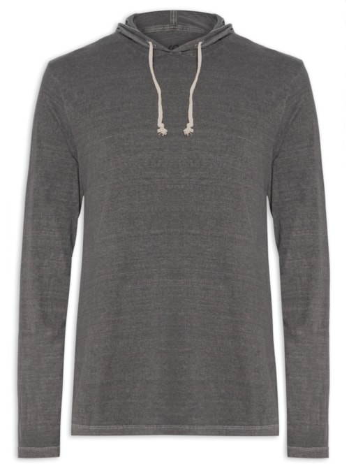 Blusa Masculina Manga Longa Hoddie Com Capuz - Cinza