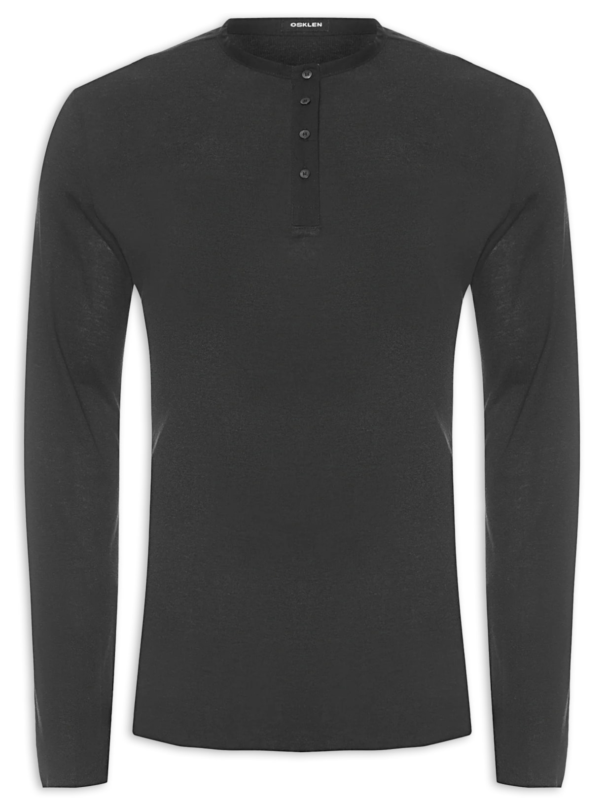 Blusa Masculina Manga Longa Visual Linen Yoke Preto Osklen