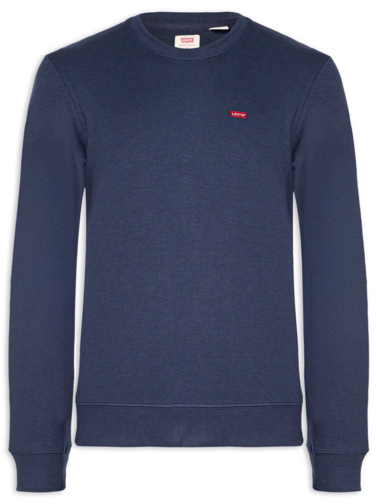 Blusa Masculina Moletom Básico Gola Careca com Logo - Azul