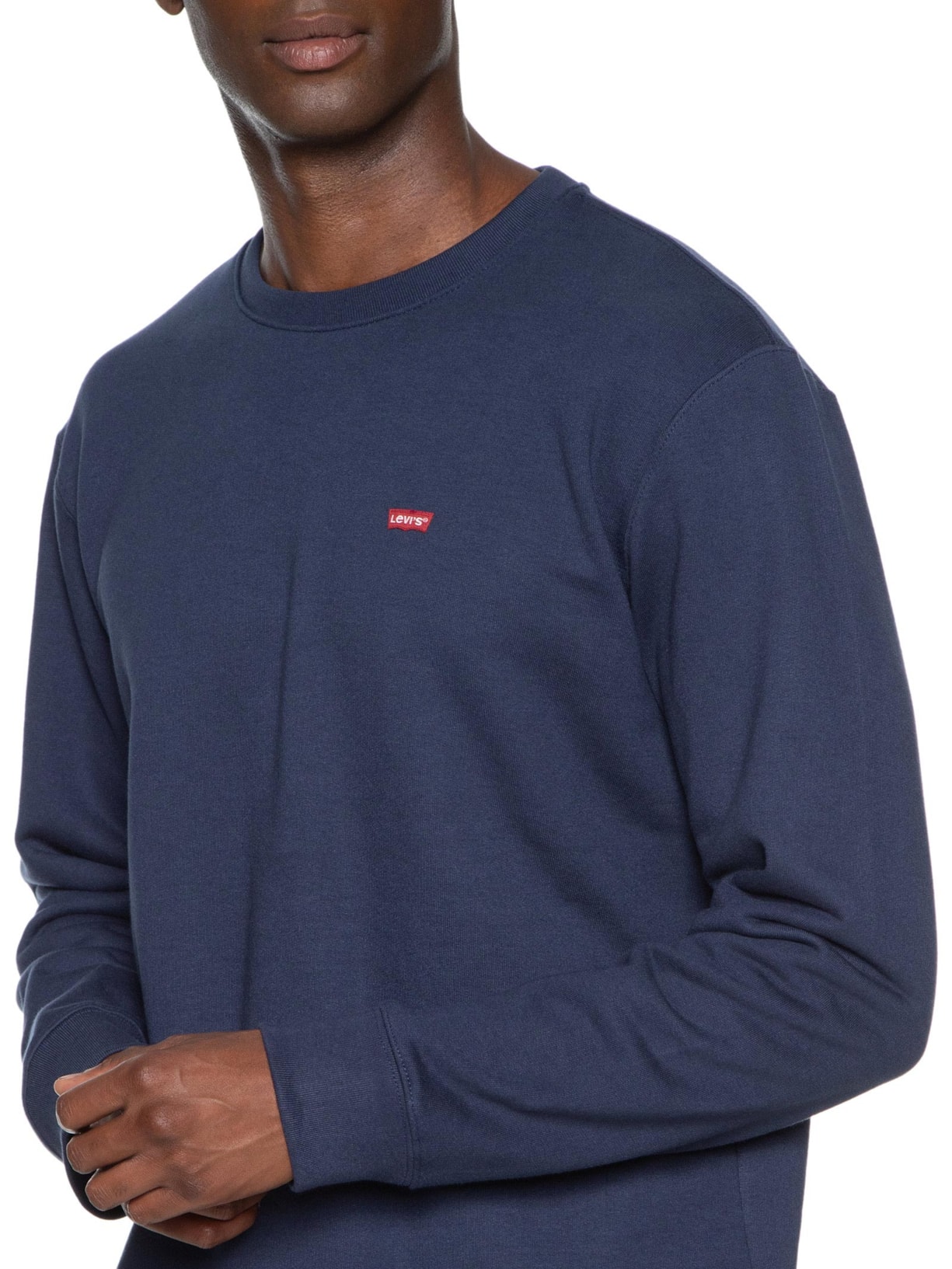 Blusa Masculina Moletom Básico Gola Careca com Logo Azul Levi's