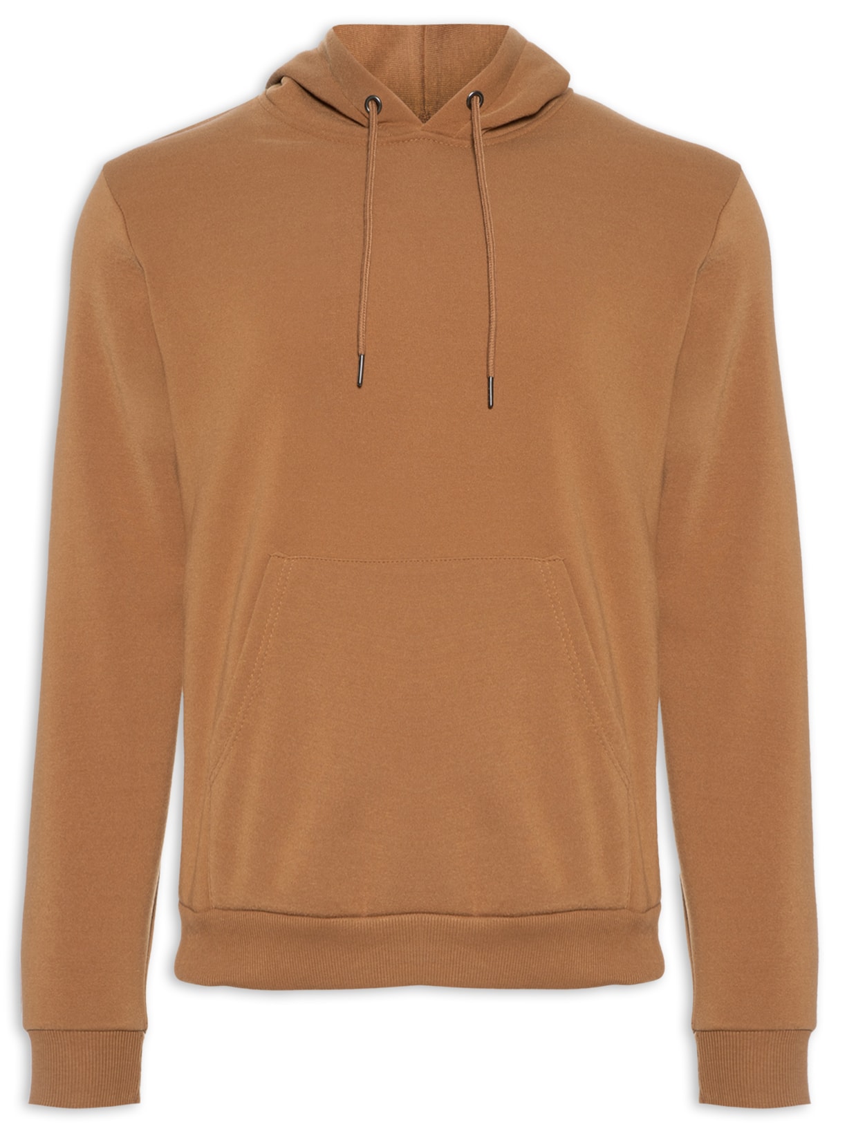 Blusa Masculina Moletom Bolso Canguru Com Capuz - Marrom