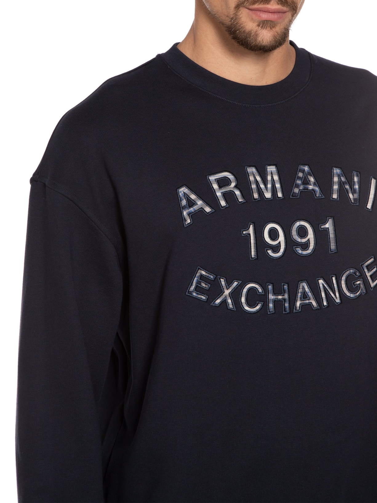 Blusa Masculina Moletom Bordado Bege Armani Exchange