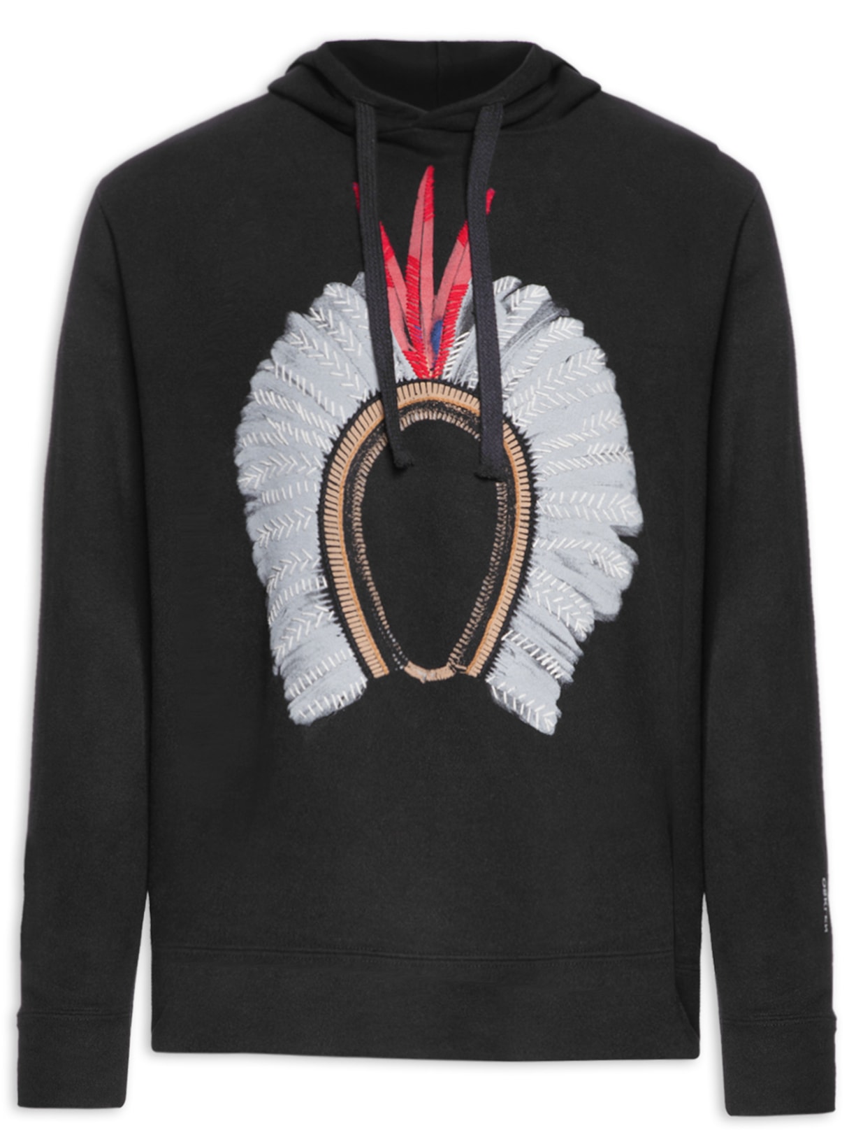 Blusa Masculina Moletom Bordado Cocar - Preto