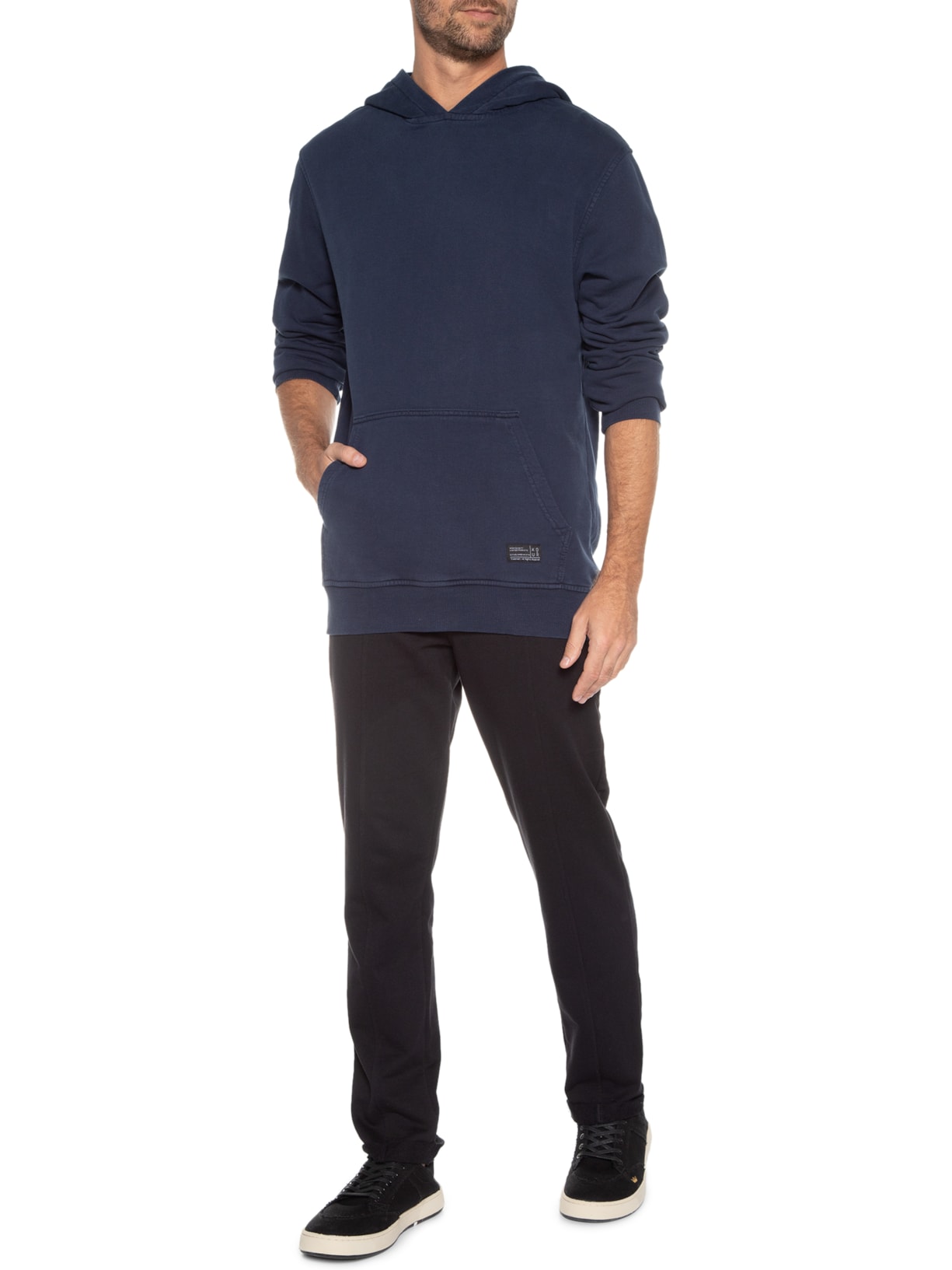 Blusa Masculina Moletom Canguru Stone Azul Kour