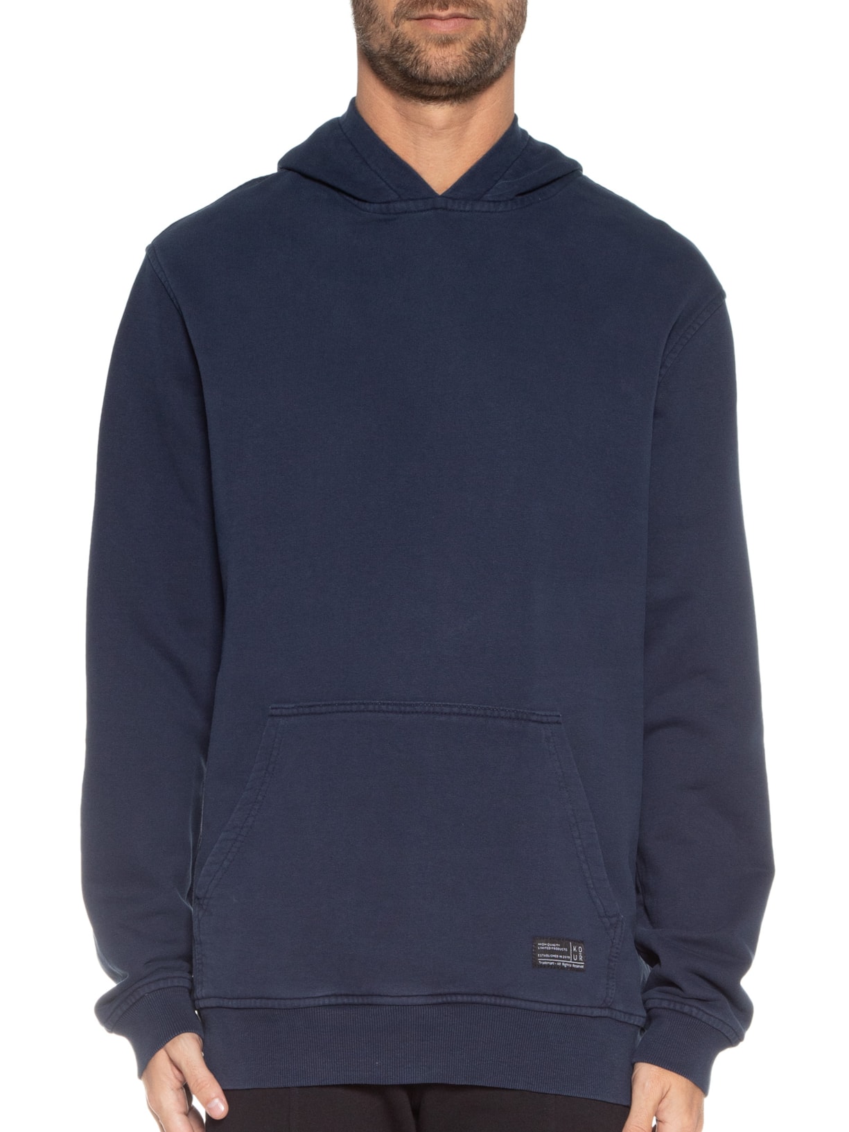 Blusa Masculina Moletom Canguru Stone Azul Kour