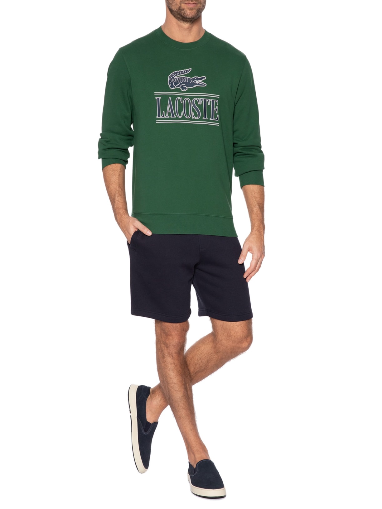 Lacoste Blusa Masculina Moletom Classic Fit Signature Em Algodão