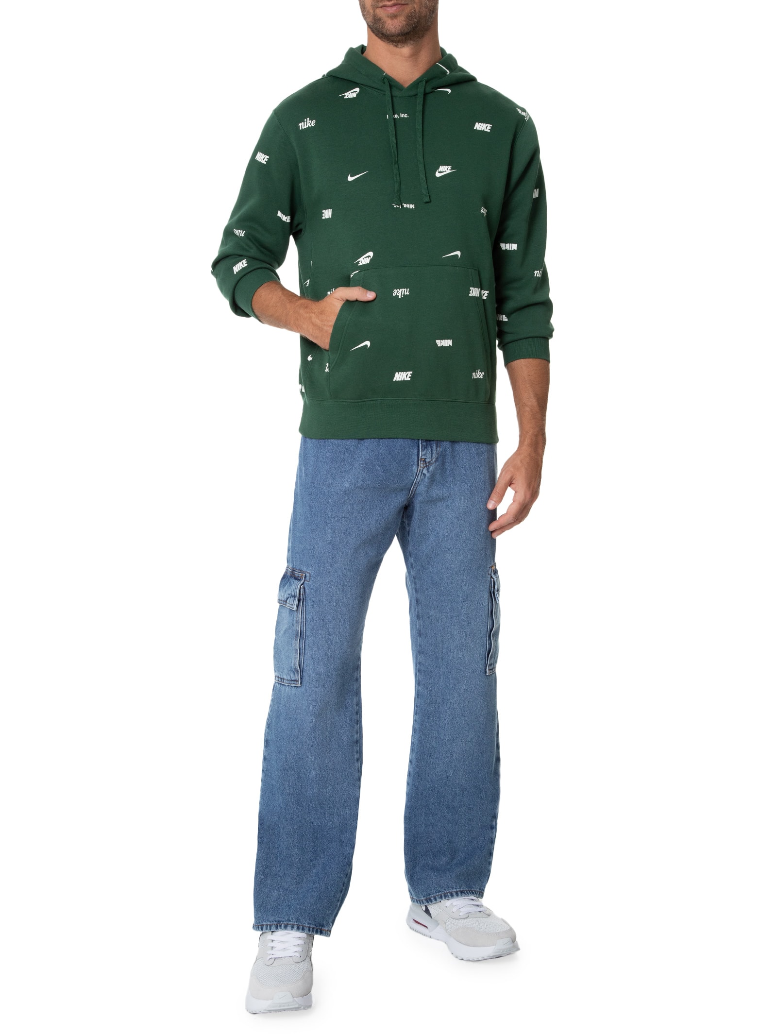 Nike - Blusa Masculina Moletom Club+ Bb Po Aop - Verde