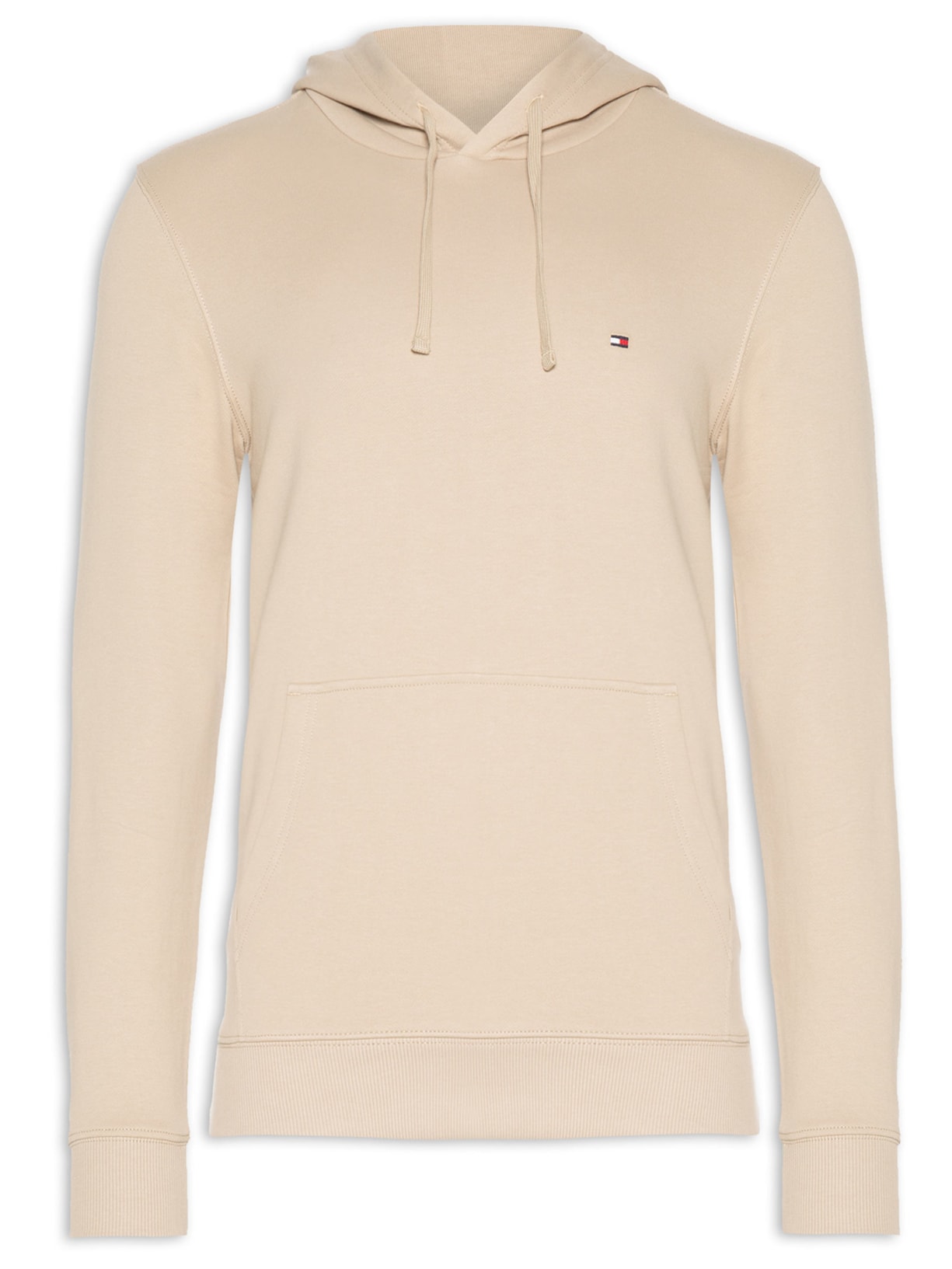 Blusa Masculina Moletom Com Capuz Essential Terry Flag Logo - Bege