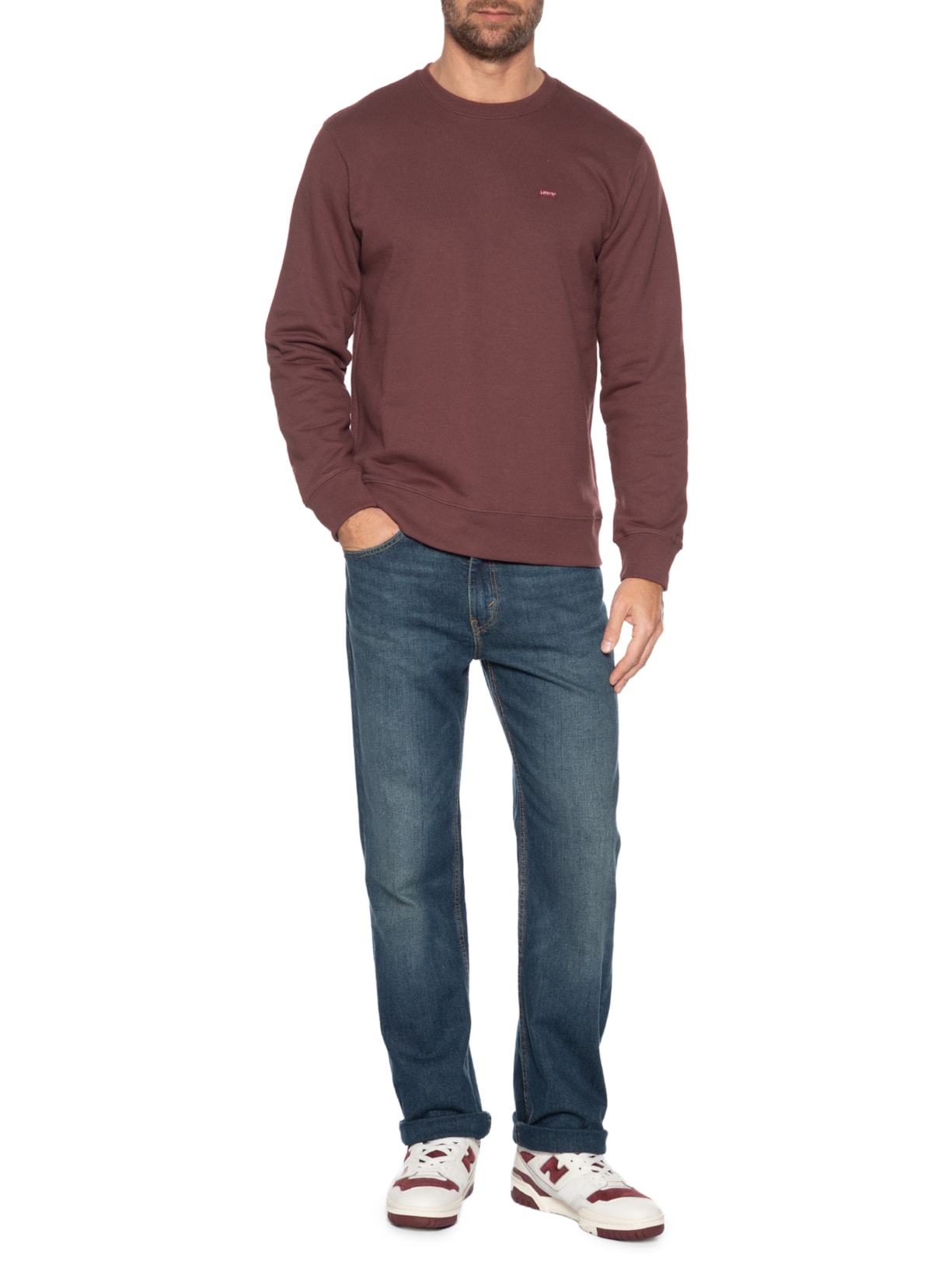 Blusa Masculina Moletom Core Ng Crew Marrom Levi's