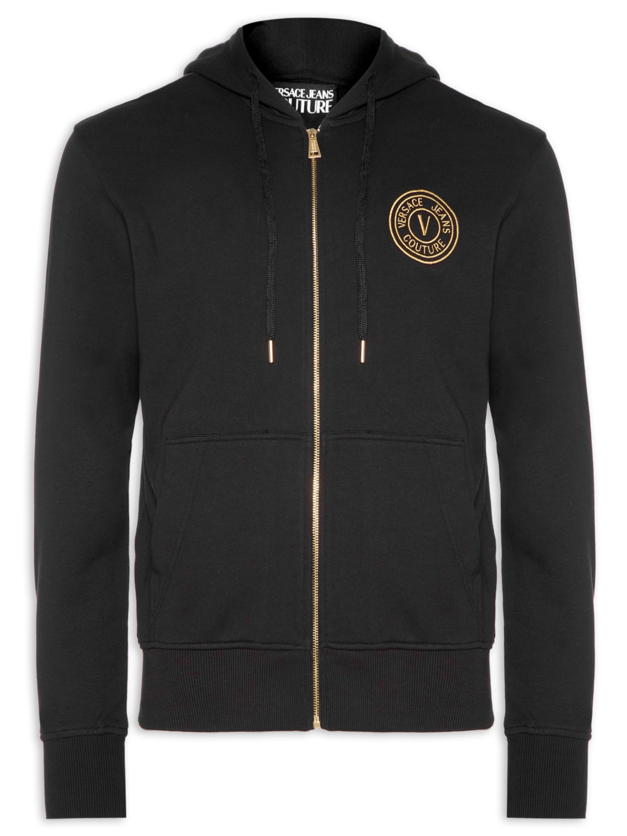 Blusa Masculina Moletom De Zíper Com Capuz Logo - Preto