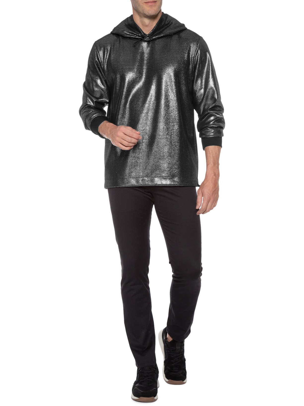 Blusa Masculina Moletom Descolar Preto Hugo