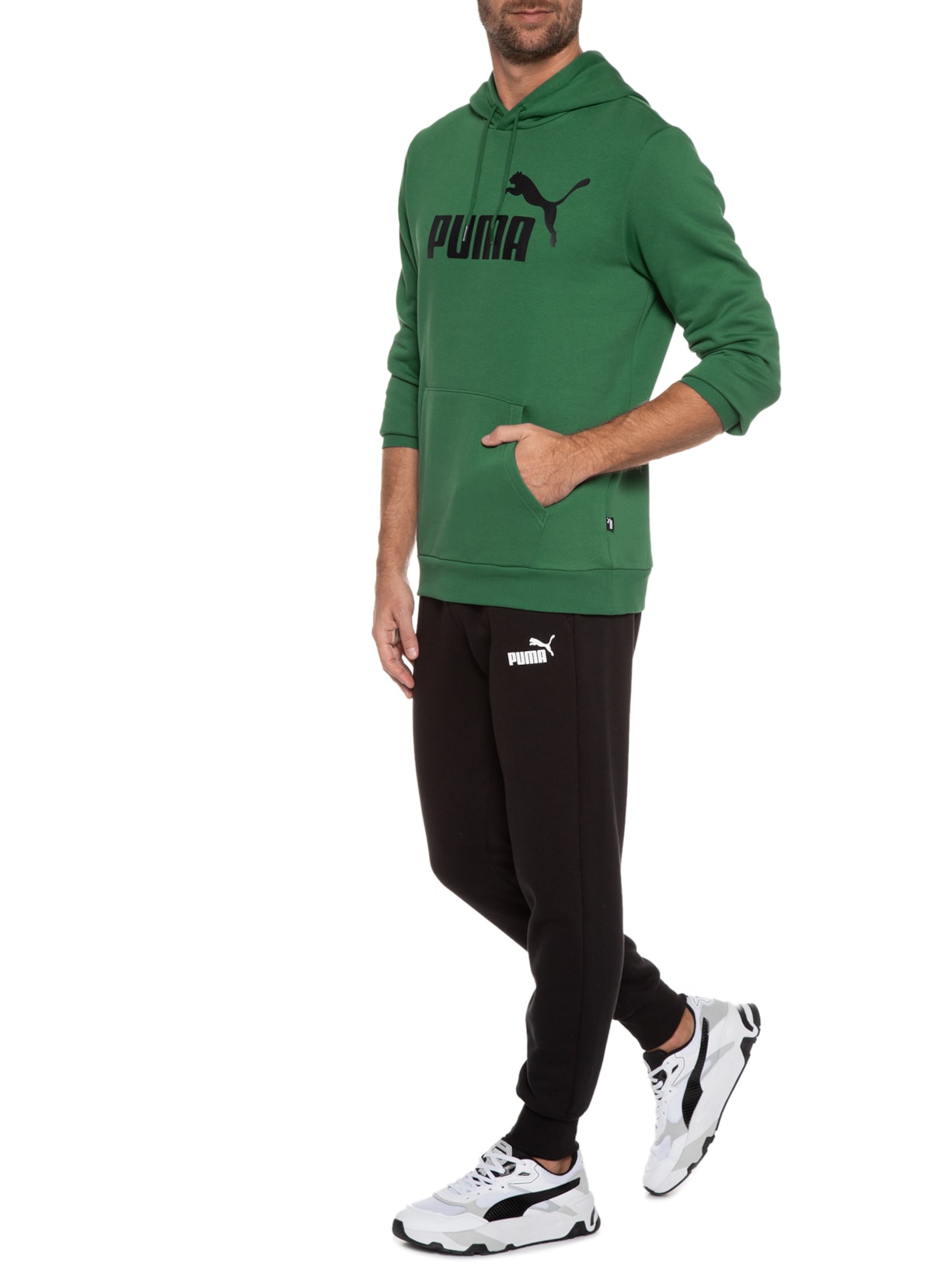 Blusa Masculina Moletom Ess Big Logo Fl (s) Verde Puma