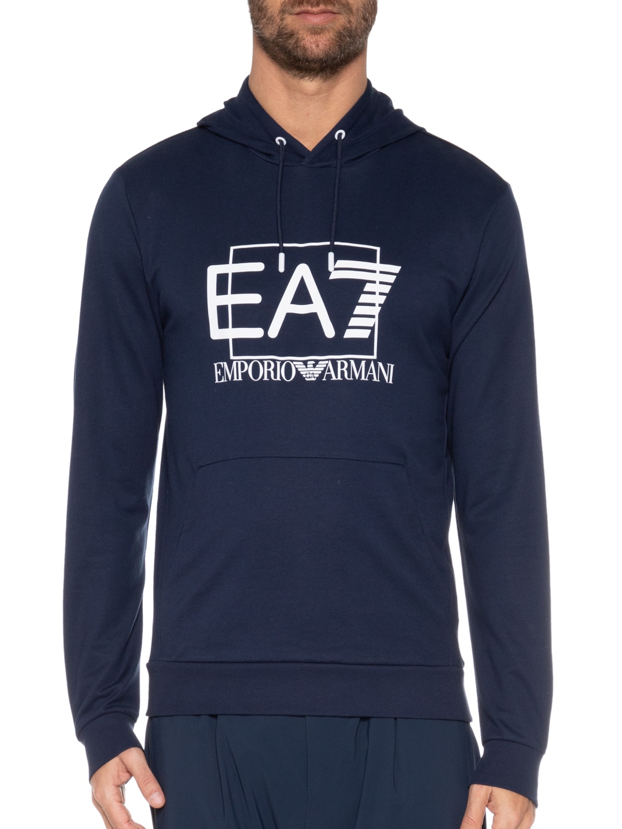 Blusa Masculina Moletom Estampada Azul Ea7 Emporio Armani