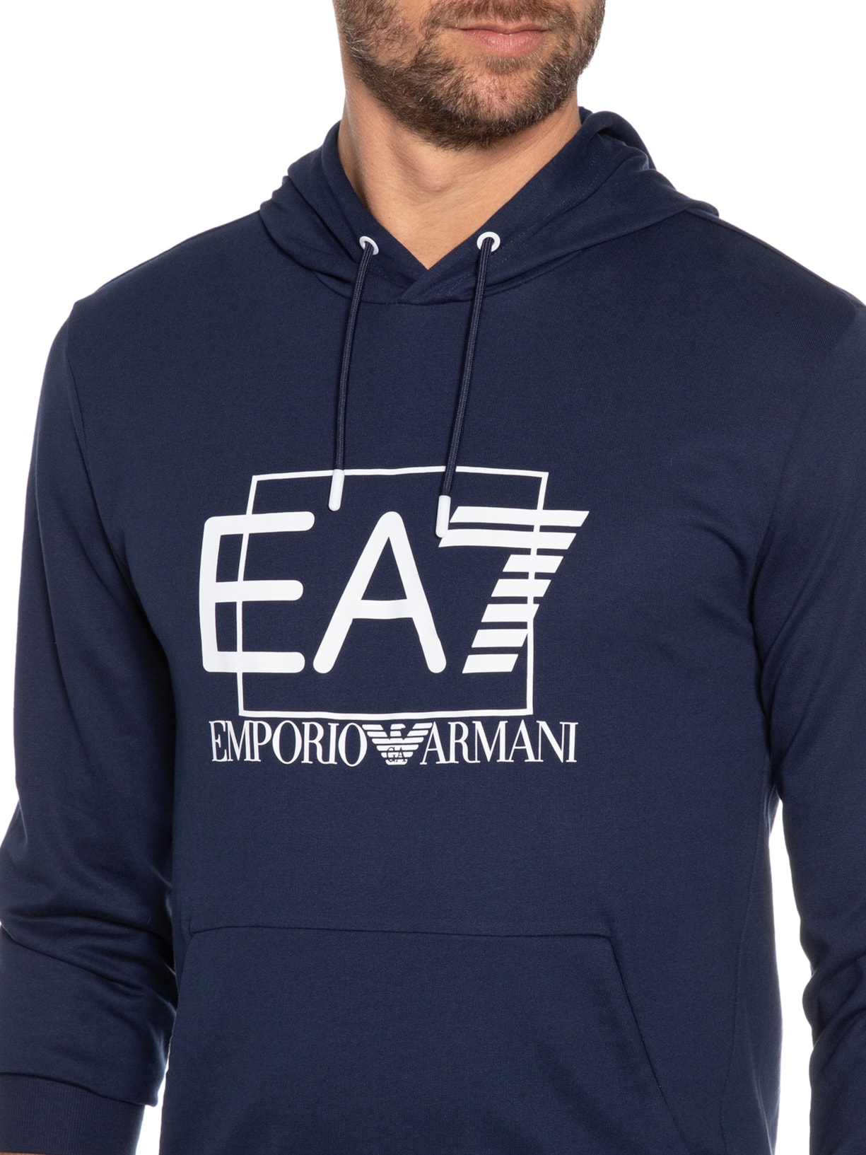 Blusa Masculina Moletom Estampada Azul Ea7 Emporio Armani