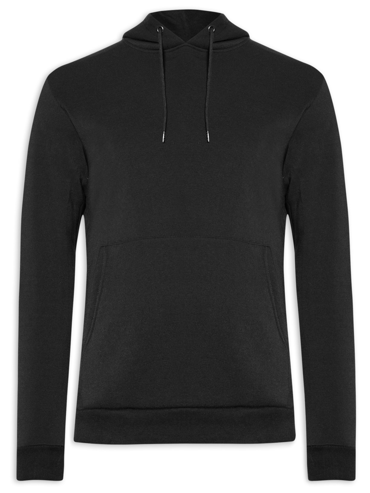 Blusa Masculina Moletom Fechado Com Capuz Básico - Preto