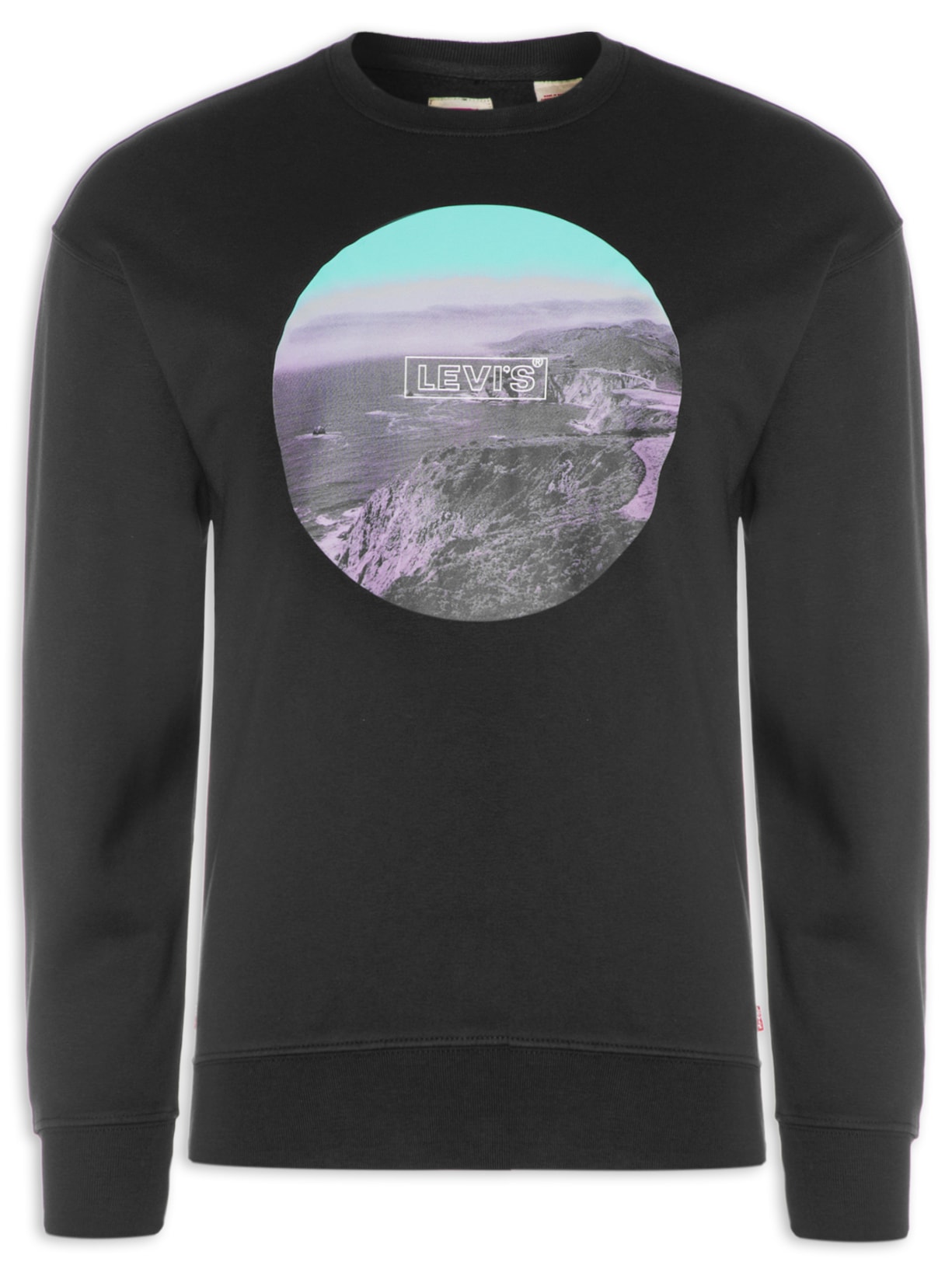 Blusa Masculina Moletom Fechado T3 Relaxed Graphic Crew - Preto