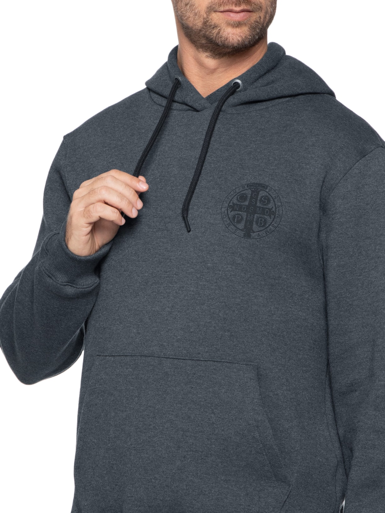 Zapalla Blusa Masculina Moletom Felpa Canguru São Bento Cinza