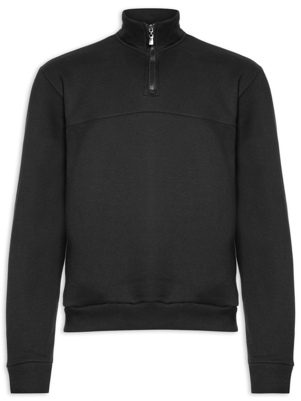 Blusa Masculina Moletom Felpa Meio Ziper - Preto