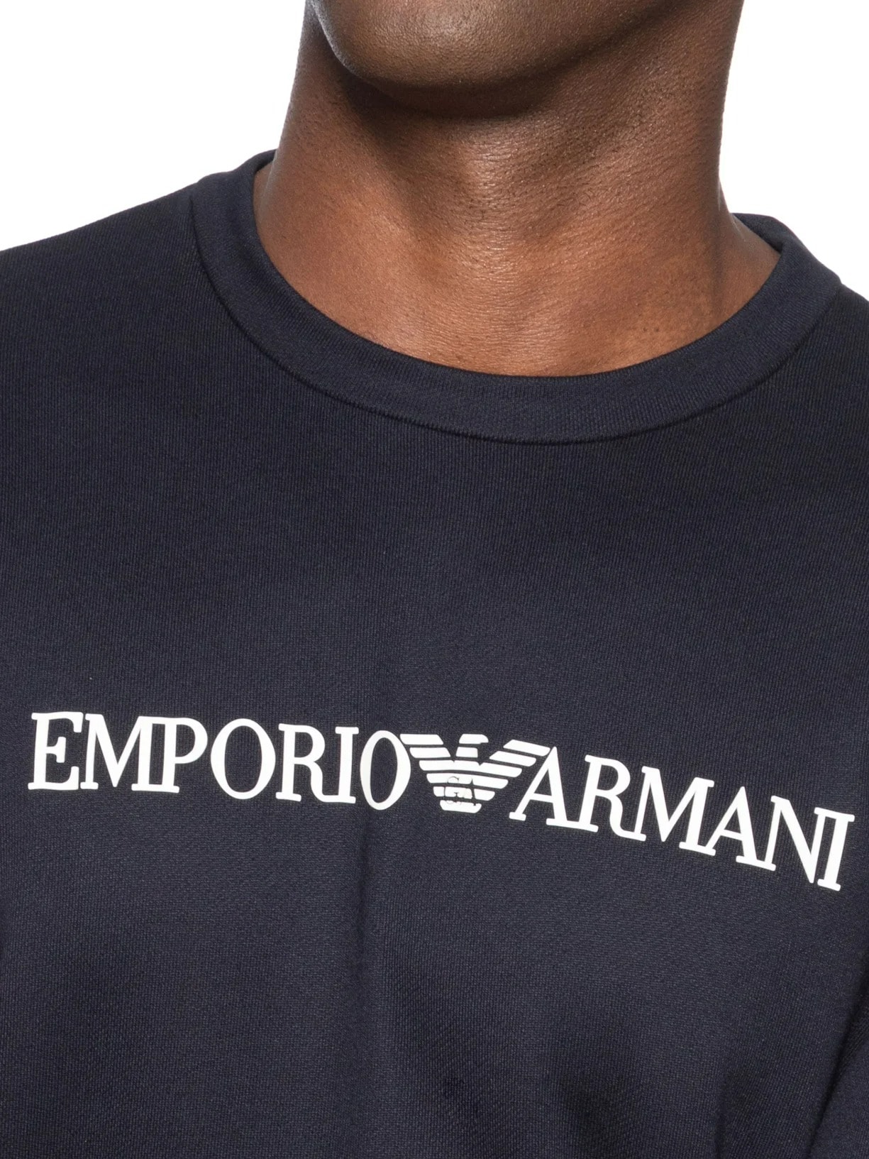 Blusa Masculina Moletom Gola Careca Azul Emporio Armani