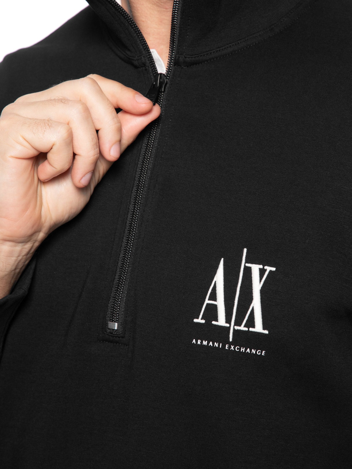 Blusa Masculina Moletom Gola Hal Zip Preto Armani Exchange