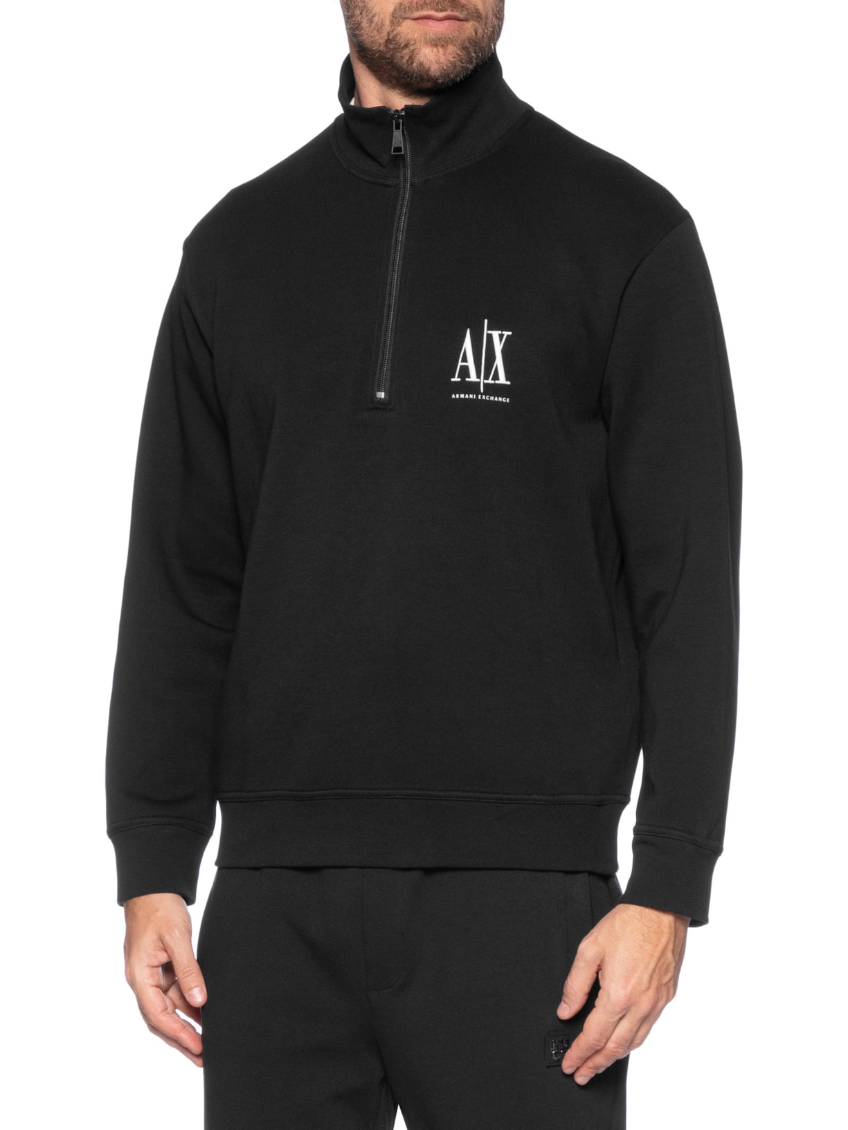 Blusa Masculina Moletom Gola Hal Zip Preto Armani Exchange