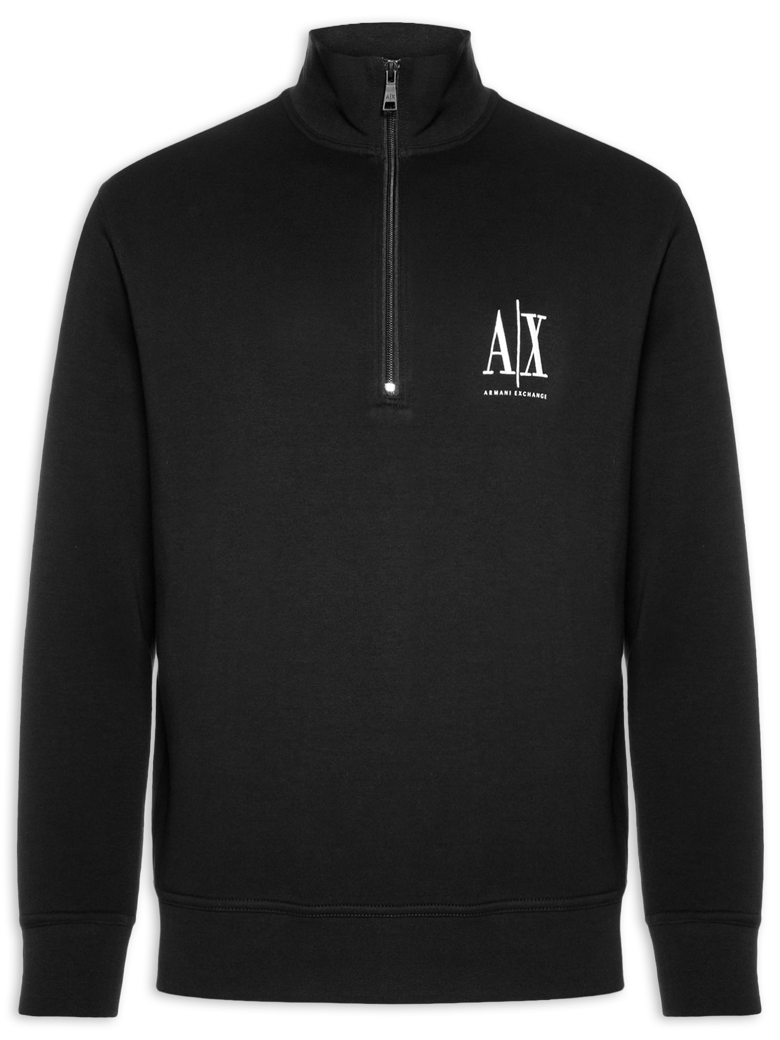 Armani Exchange - Blusa Masculina Moletom Gola Hal Zip - Preto