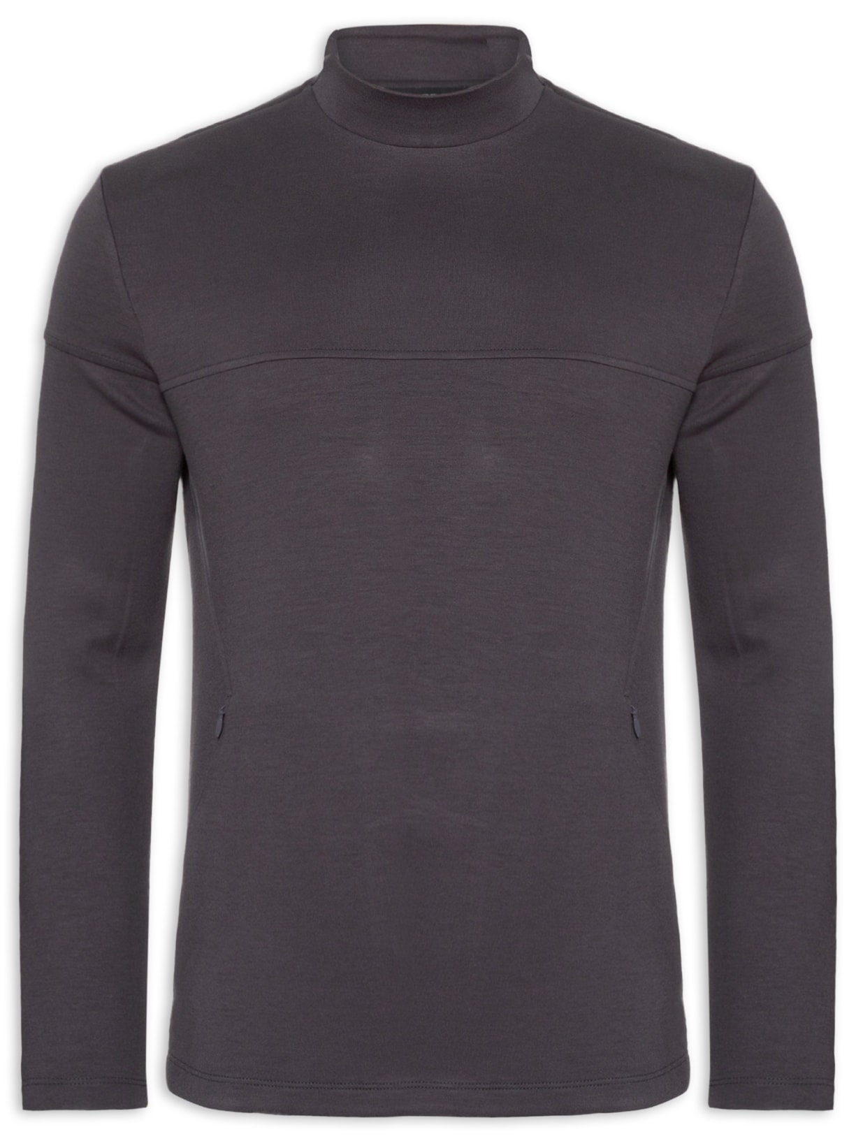Blusa Masculina Moletom Gola Role - Cinza