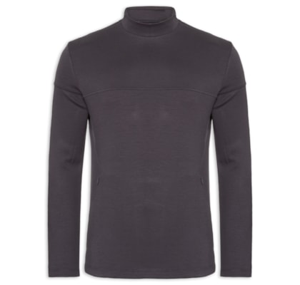 Blusa Masculina Moletom Gola Role - Cinza