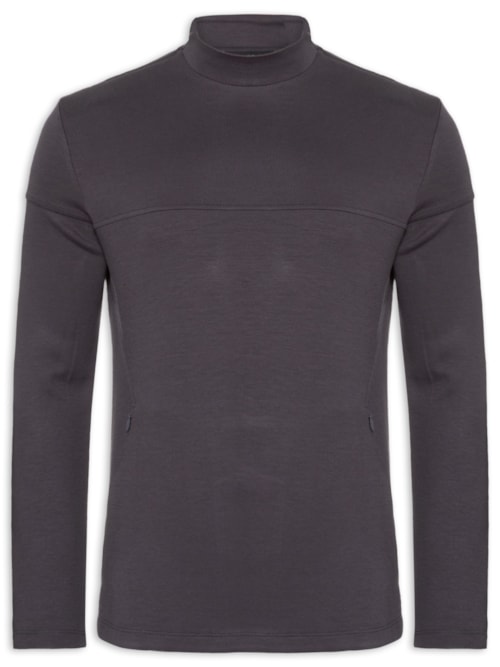Blusa Masculina Moletom Gola Role - Cinza