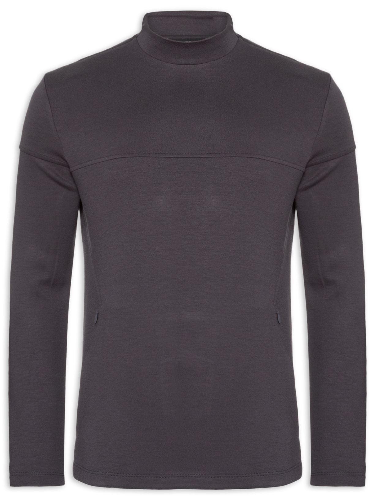 Blusa Masculina Moletom Gola Role - Cinza