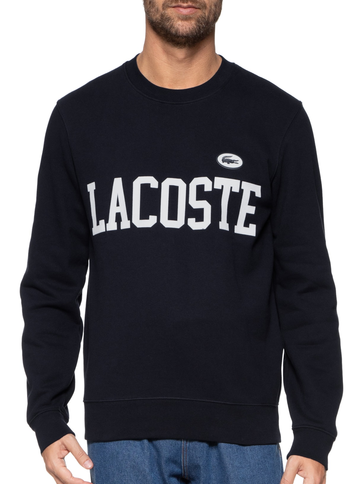 Blusa Masculina Moletom Logo Azul- LACOSTE