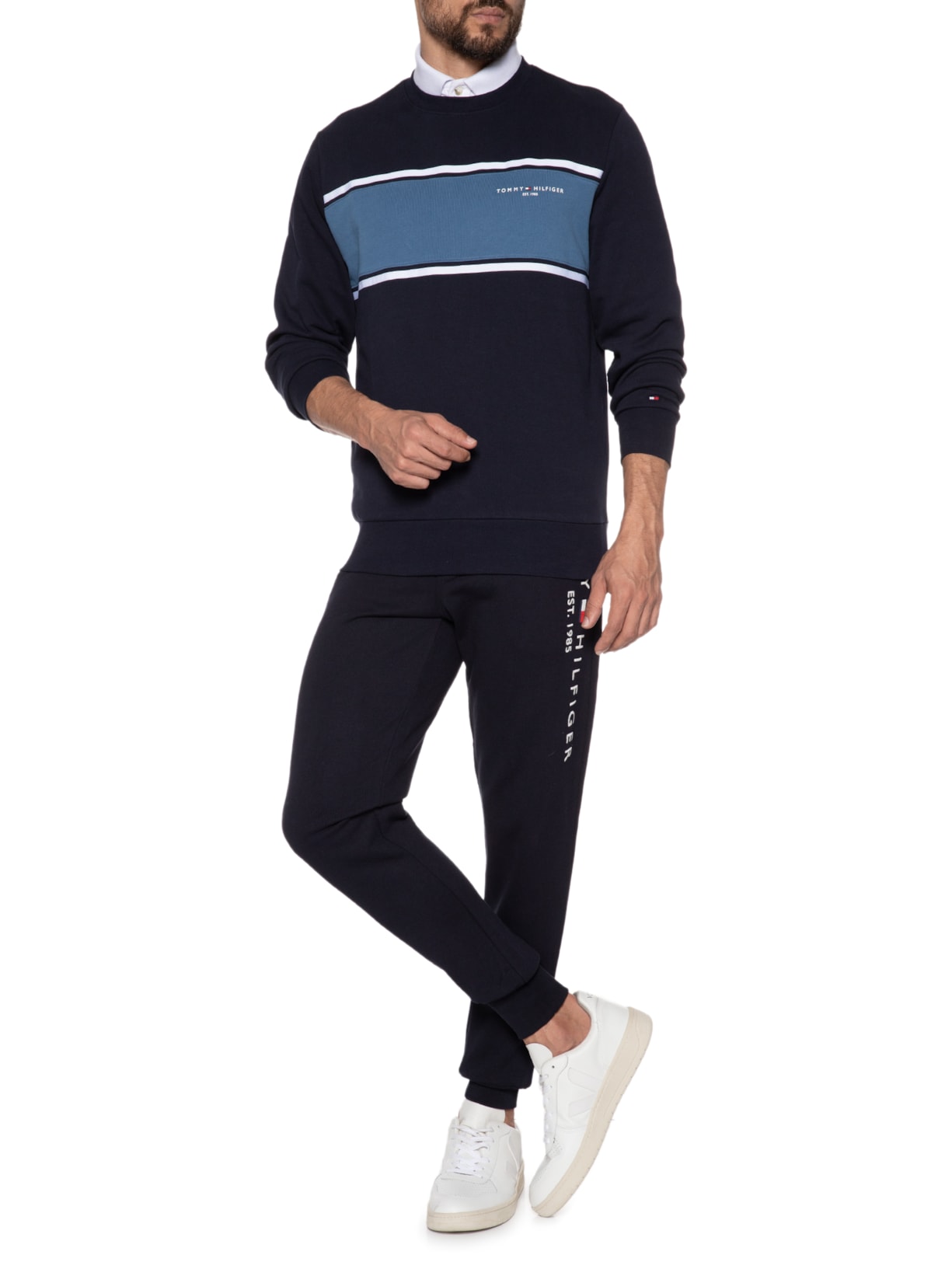 Blusa Masculina Moletom Manga Longa Azul Tommy Hilfiger