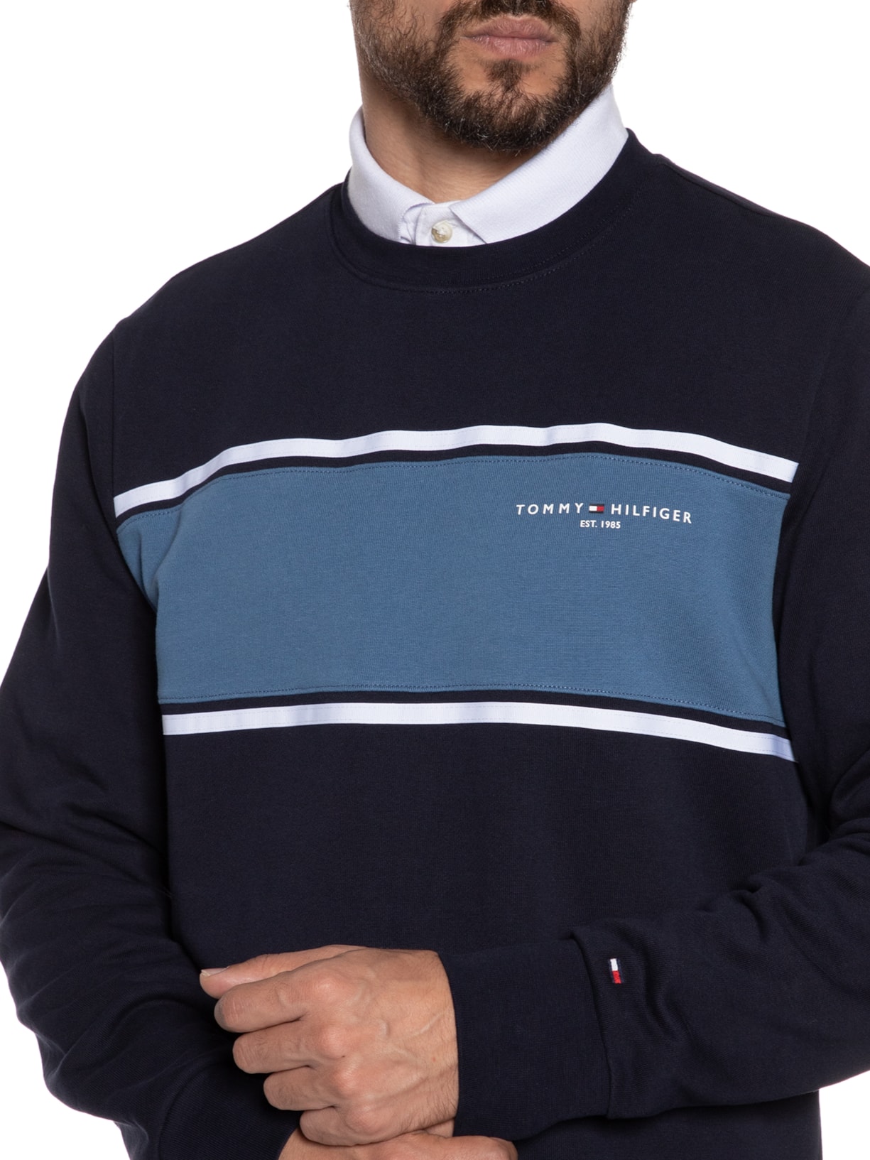 Blusa Masculina Moletom Manga Longa Azul Tommy Hilfiger