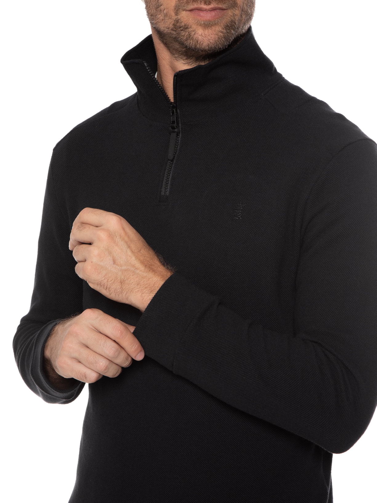 Zíper Blusa De Frio Linho Blusa Masculina Moletom Meio Zíper Gola