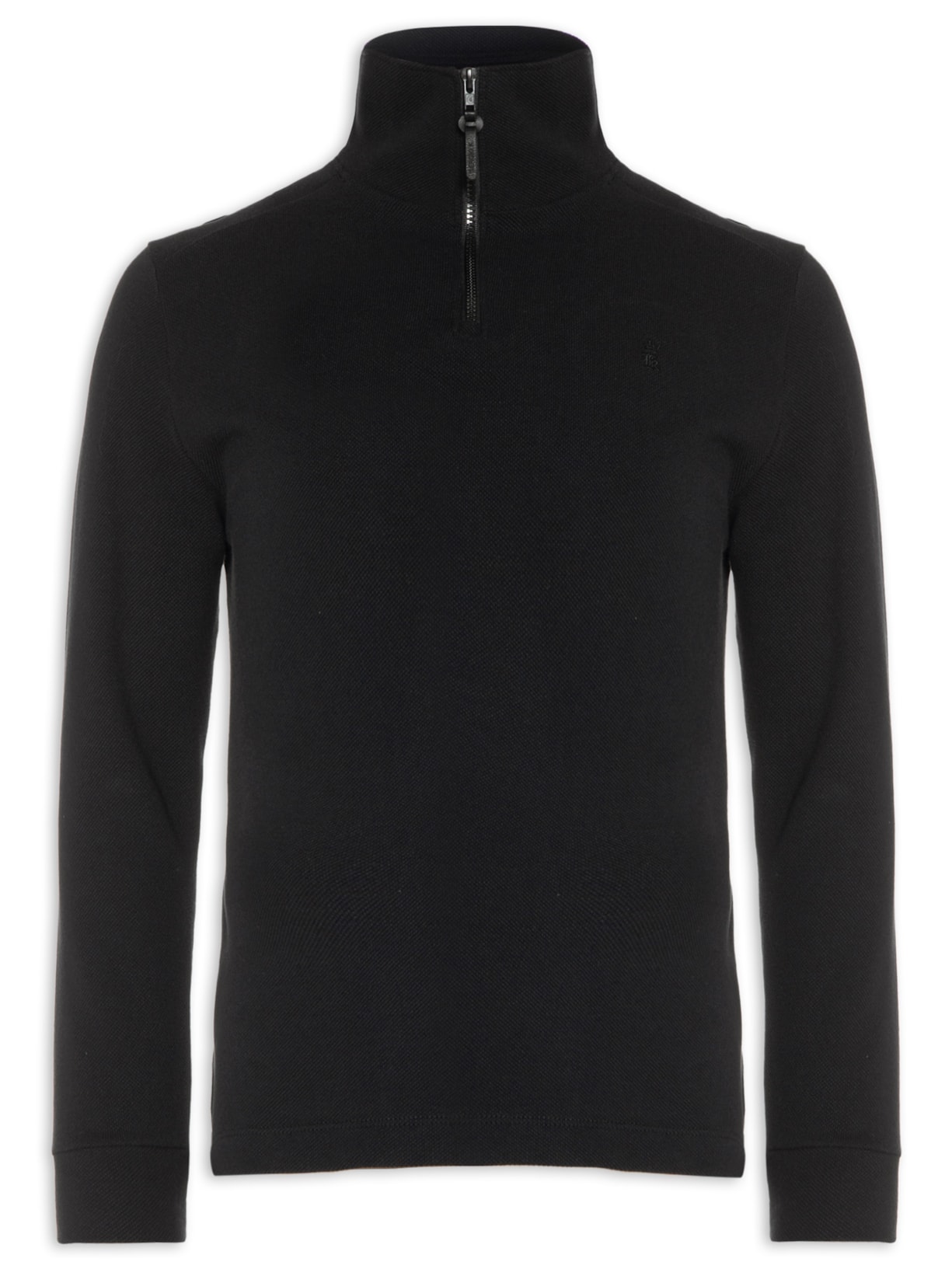 Blusa Masculina Moletom Meio Zíper Gola Alta Sergio K Preto