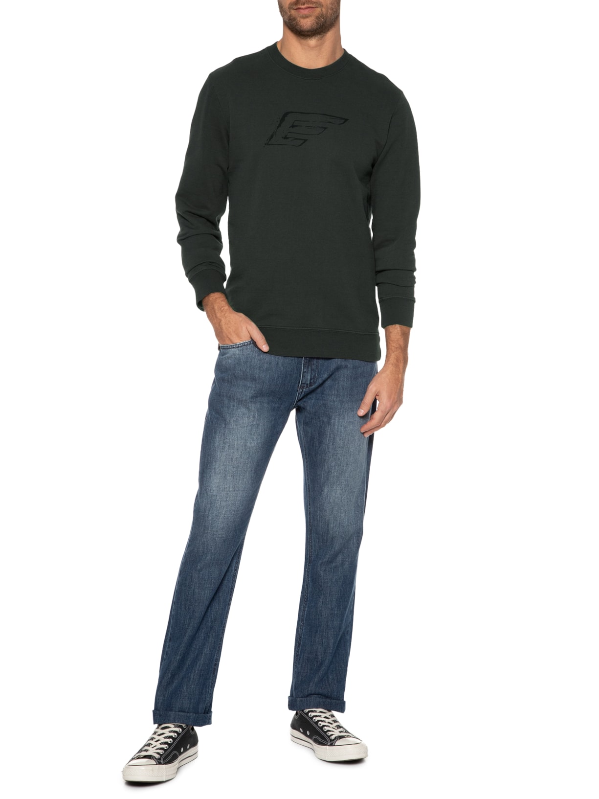 Blusa Masculina Moletom Melange Maxi Easa Careca Cinza Ellus