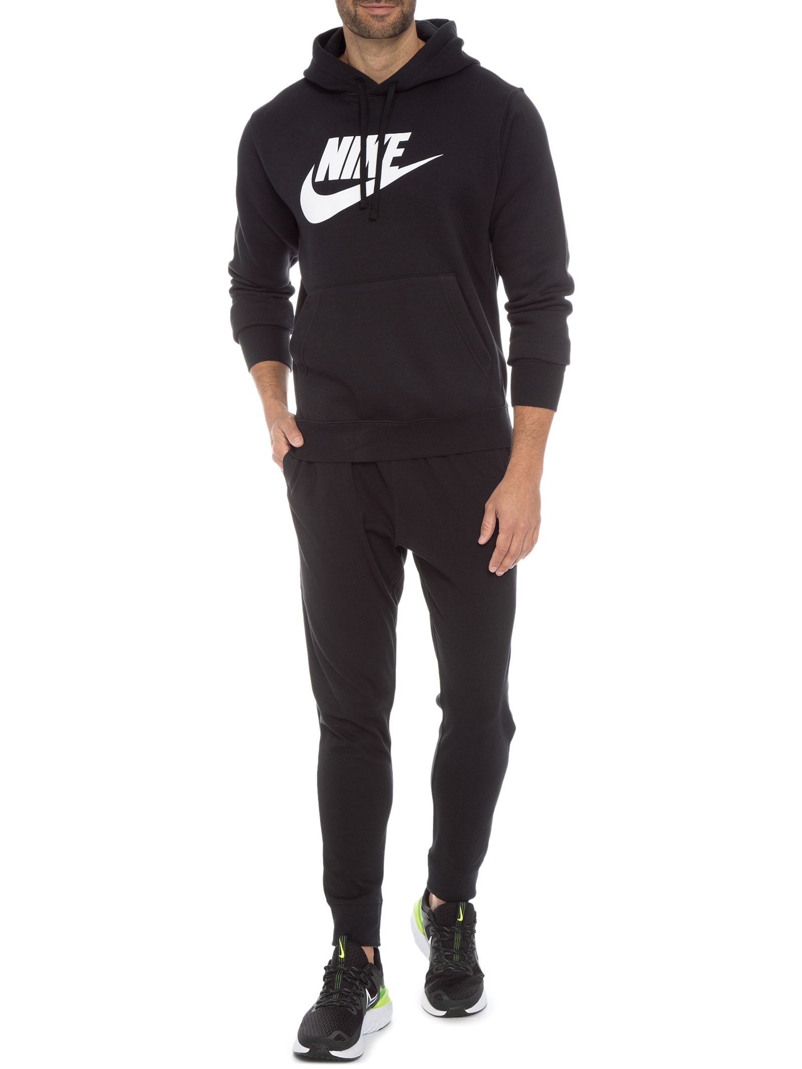 Blusa Masculina Moletom Nsw Club Hoodie Po Bb Gx Nike - Preto