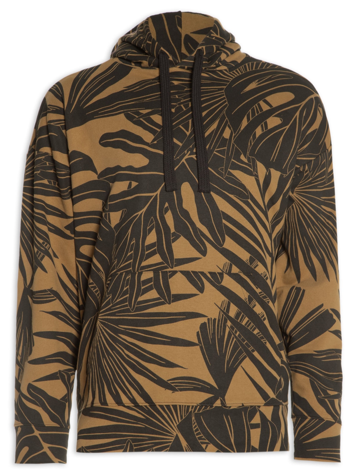 Blusa Masculina Moletom Over Tropi Leaf Dark - Marrom