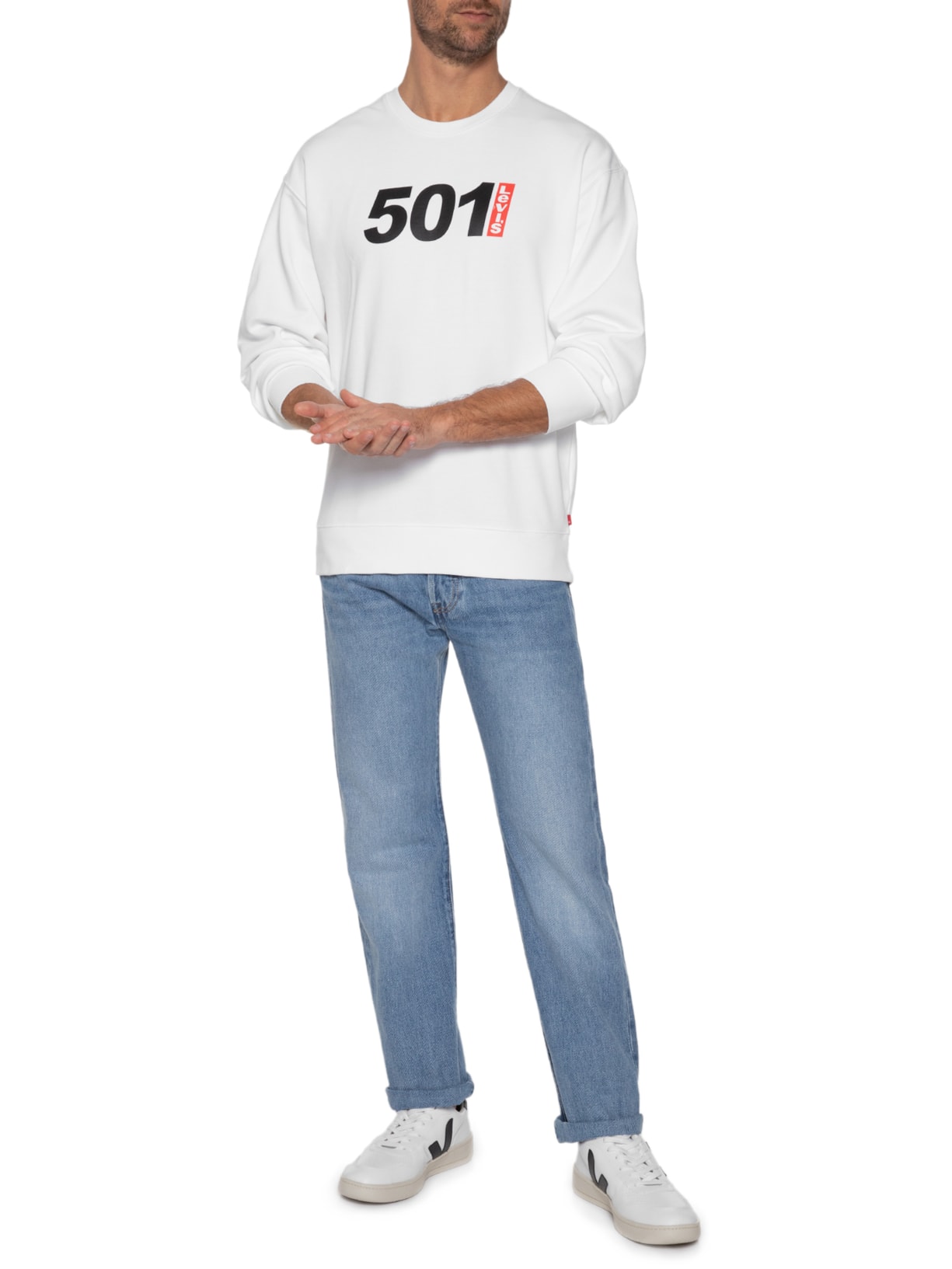 Blusa Masculina Moletom Relaxd Graphic Crew Branco Levi's