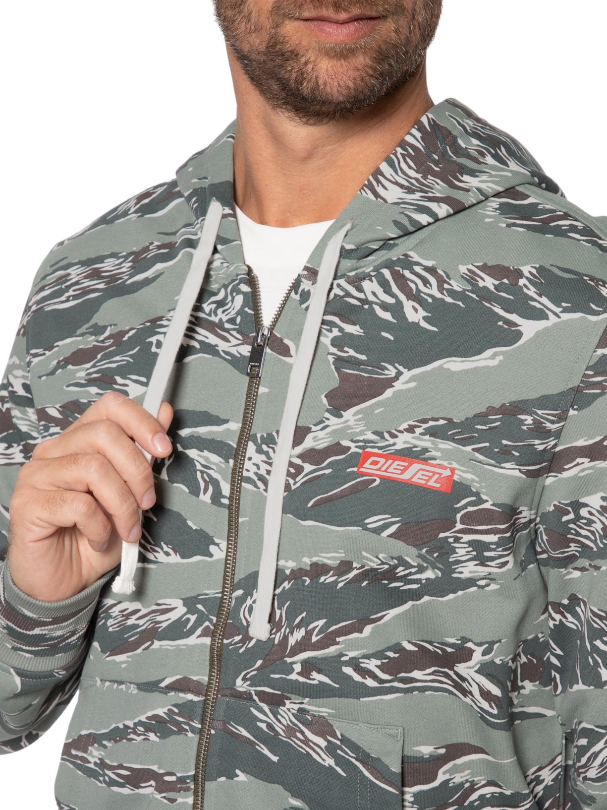 Blusa Masculina Moletom S-ginn-hood-zip-hs1 Verde Diesel