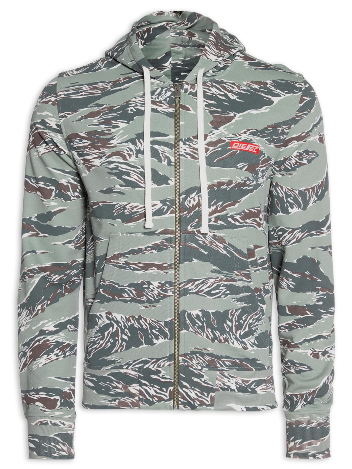 Blusa Masculina Moletom S-ginn-hood-zip-hs1 Verde Diesel