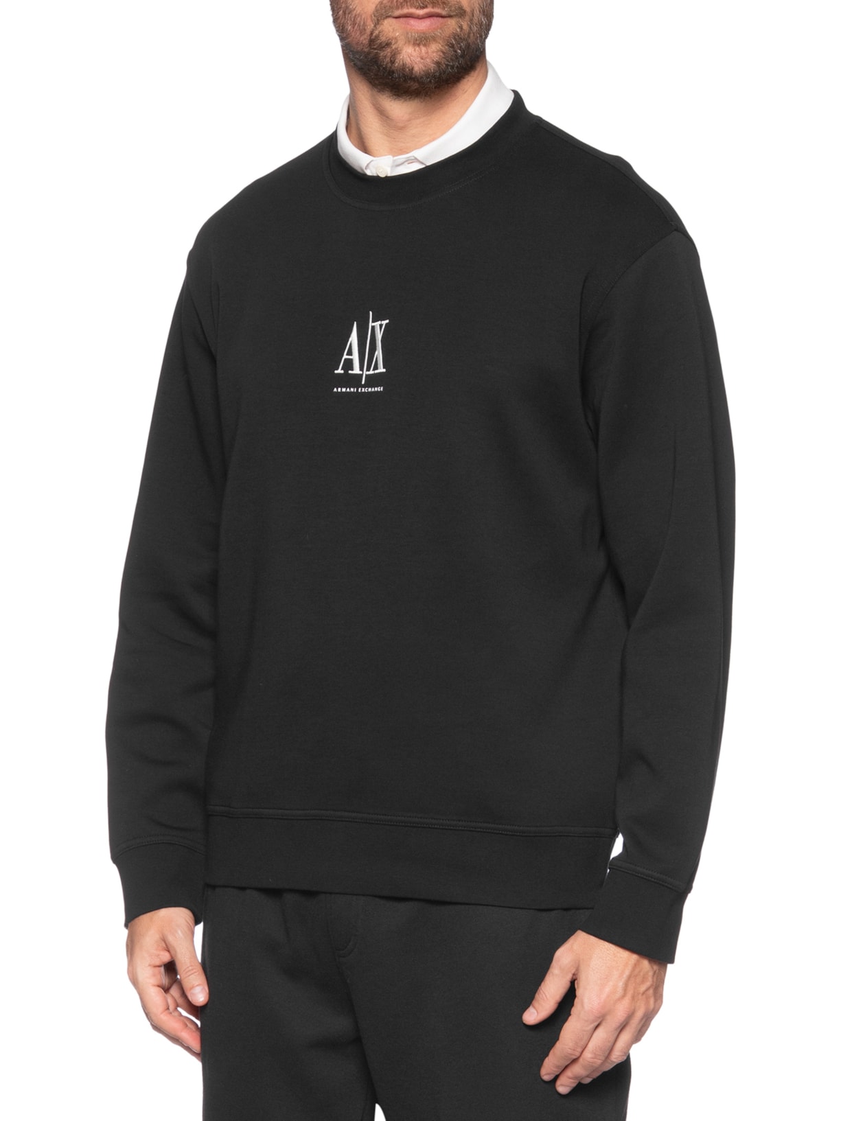 Blusa Masculina Moletom Sweatshirt Com Logo A|X Bordado Preto Armani Exchange
