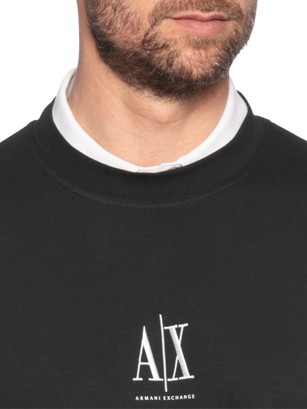 Blusa Masculina Moletom Sweatshirt Com Logo A|X Bordado Preto Armani Exchange