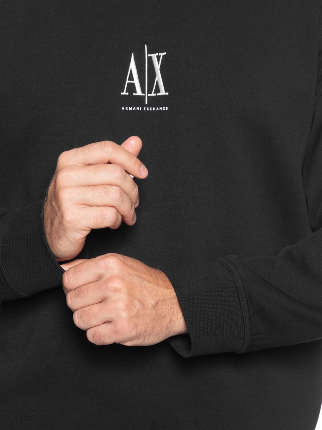 Blusa Masculina Moletom Sweatshirt Com Logo A|X Bordado Preto Armani Exchange