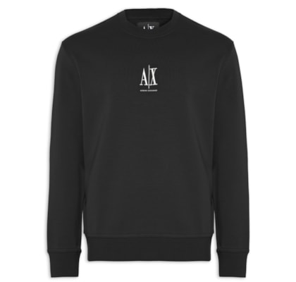 Blusa Masculina Moletom Sweatshirt Com Logo A|X Bordado - Preto