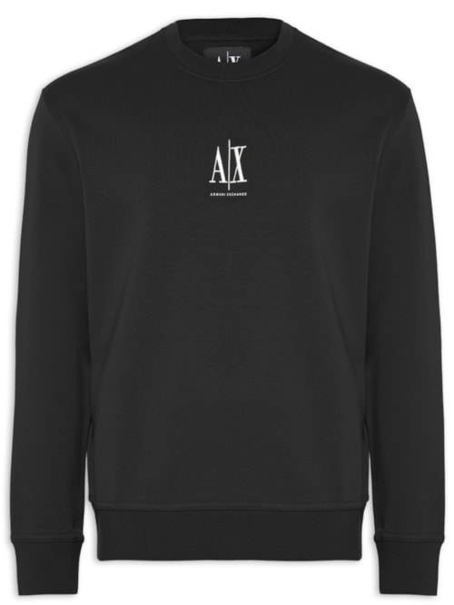 Blusa Masculina Moletom Sweatshirt Com Logo A|X Bordado - Preto