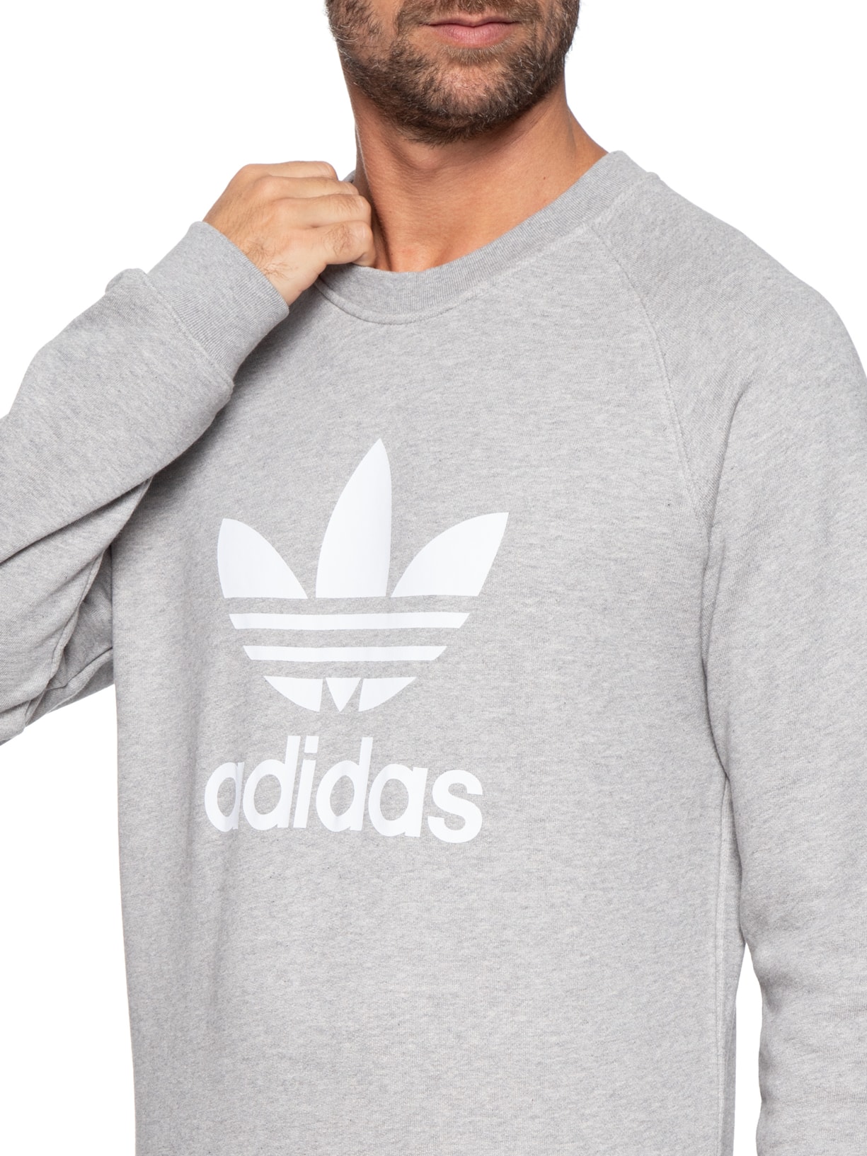 Adidas Originals Blusa Masculina Moletom Trefoil Cinza