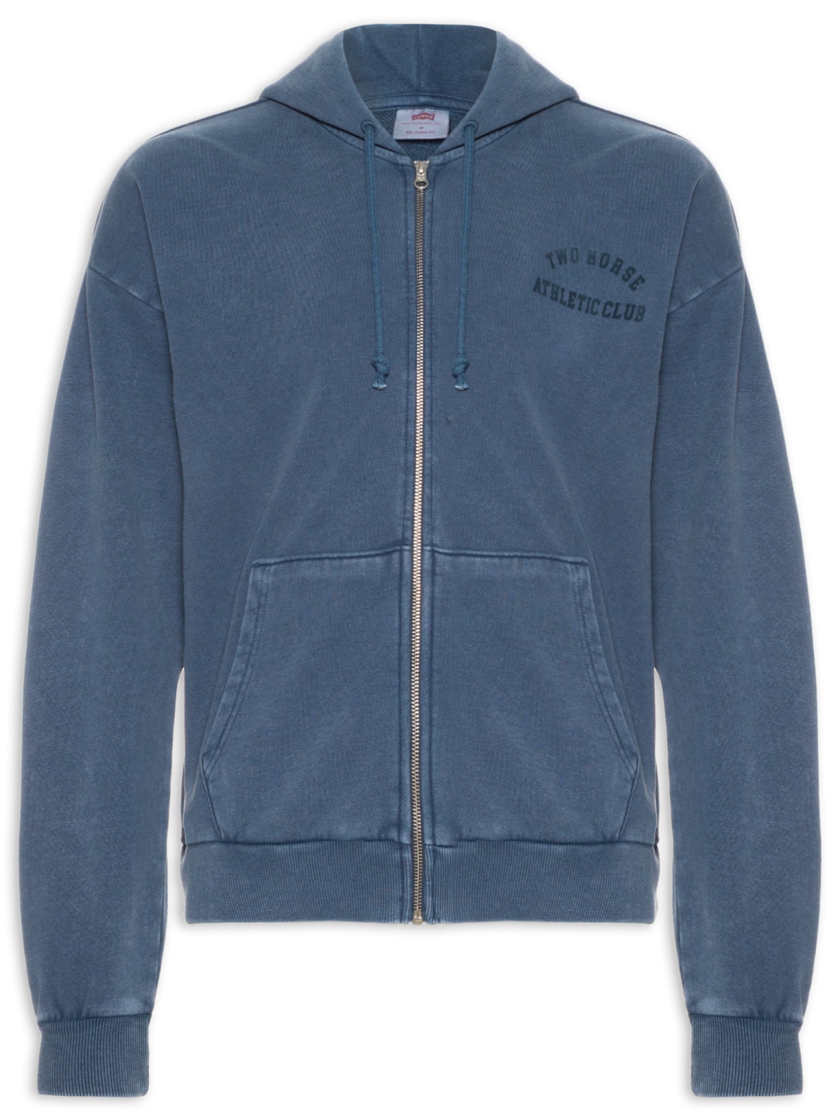 Blusa Masculina Moletom Two Horse Cropped Fit Com Zíper - Azul
