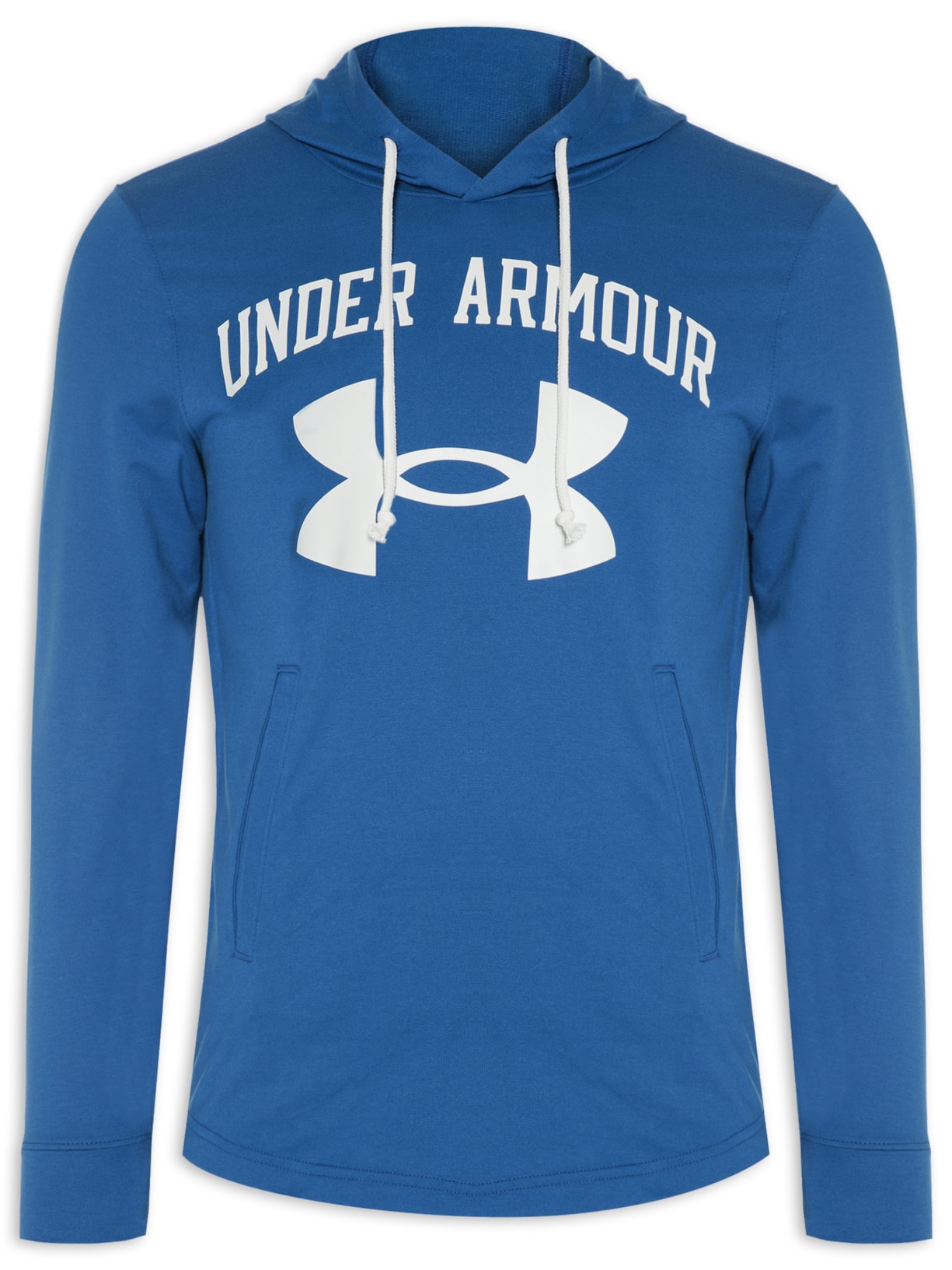 Blusa Masculina Moletom Ua Rival Terry Big Logo Hd - Azul